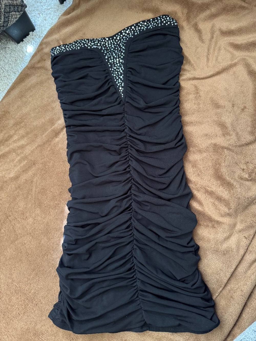 Trixxi Clothing Company Blackk Strapless Ruched Bodycon Dress Size Medium